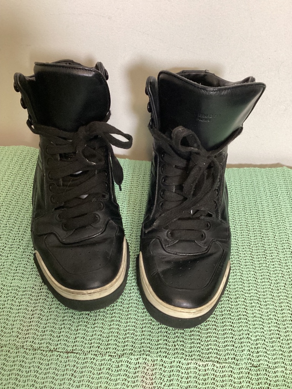 GIVENCHY PARIS High top leather shoes Euro SZ 43 with man made sole